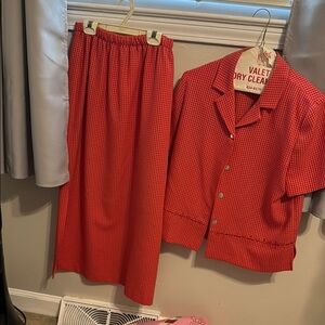 Red Checkered Two-Piece Set